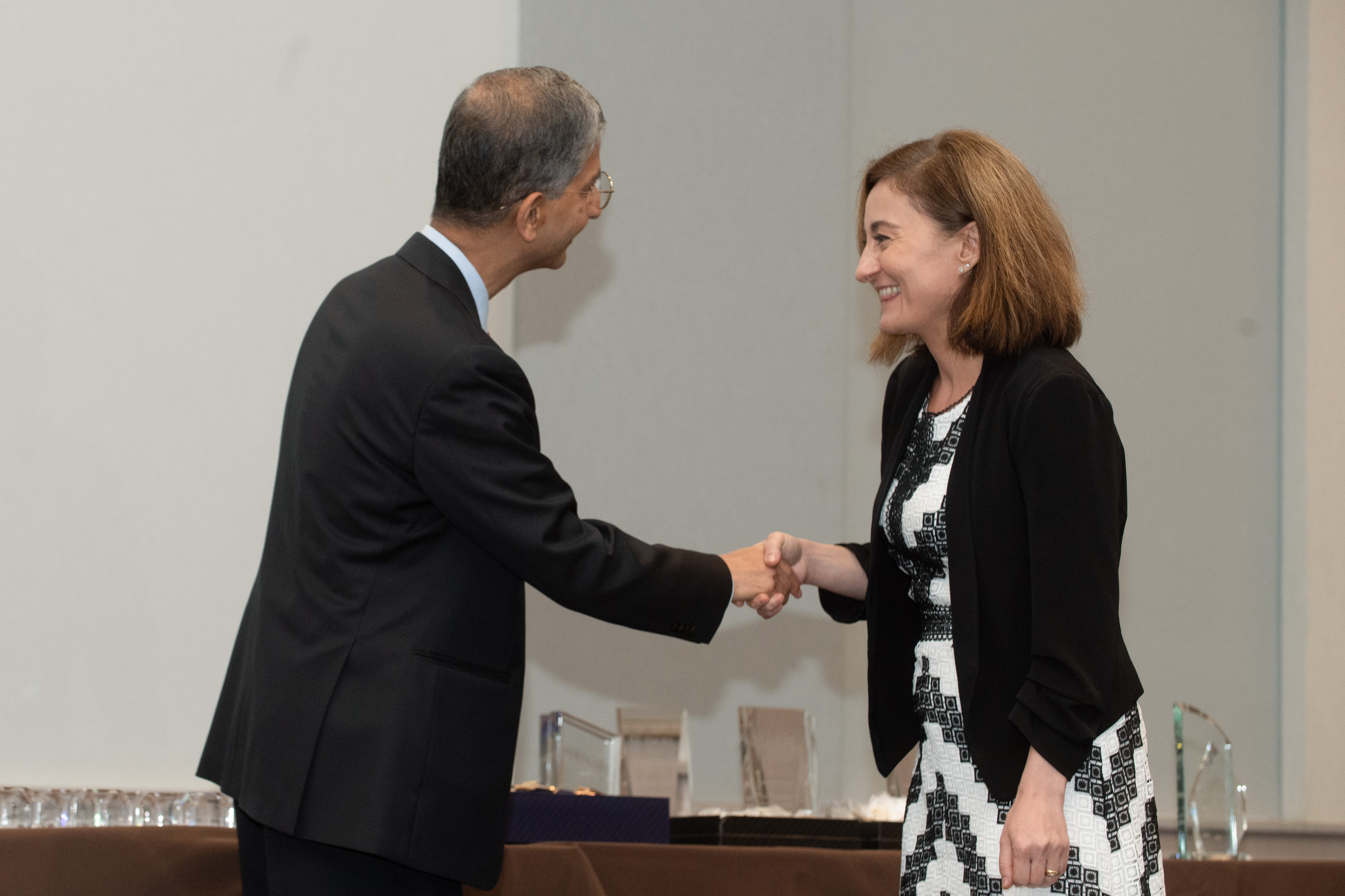 Faculty member receiving award from the dean