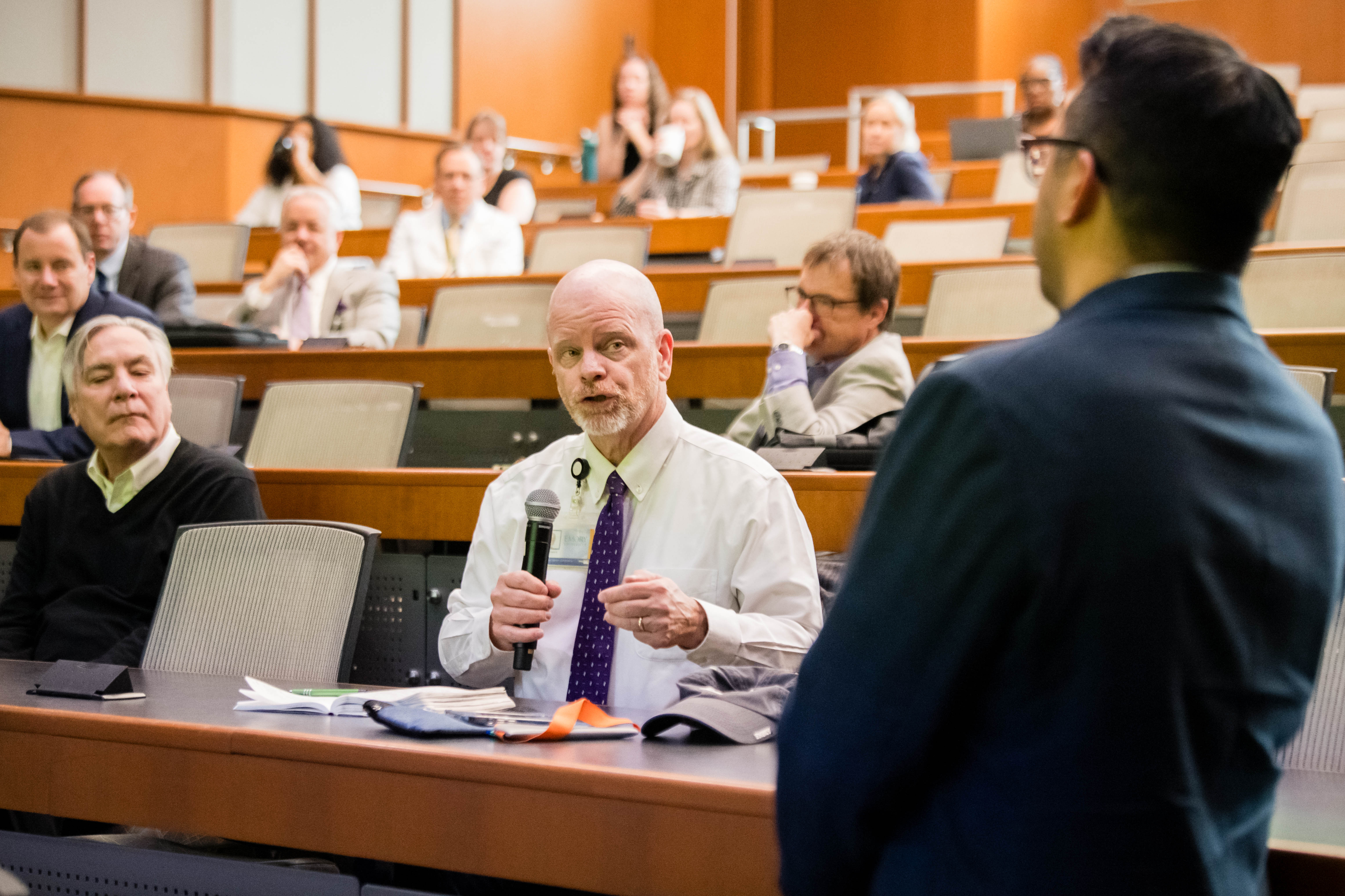 People engage at a session.