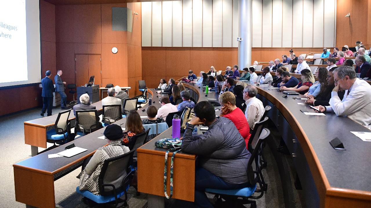 auditorium with seated adult learners