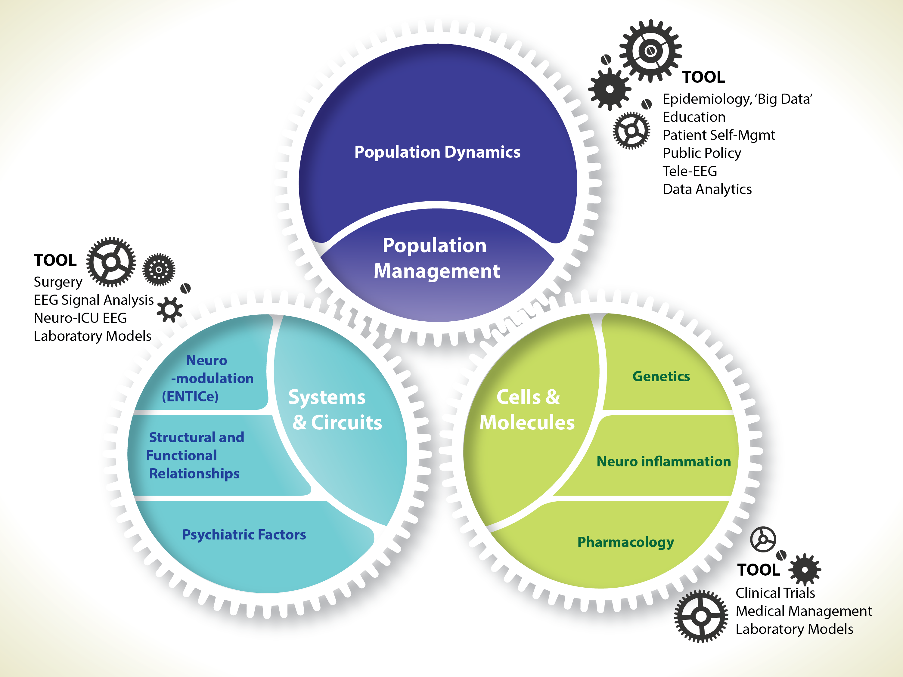 Infographic design depicting the relationship between different tools and the components of care that they are used to effect.