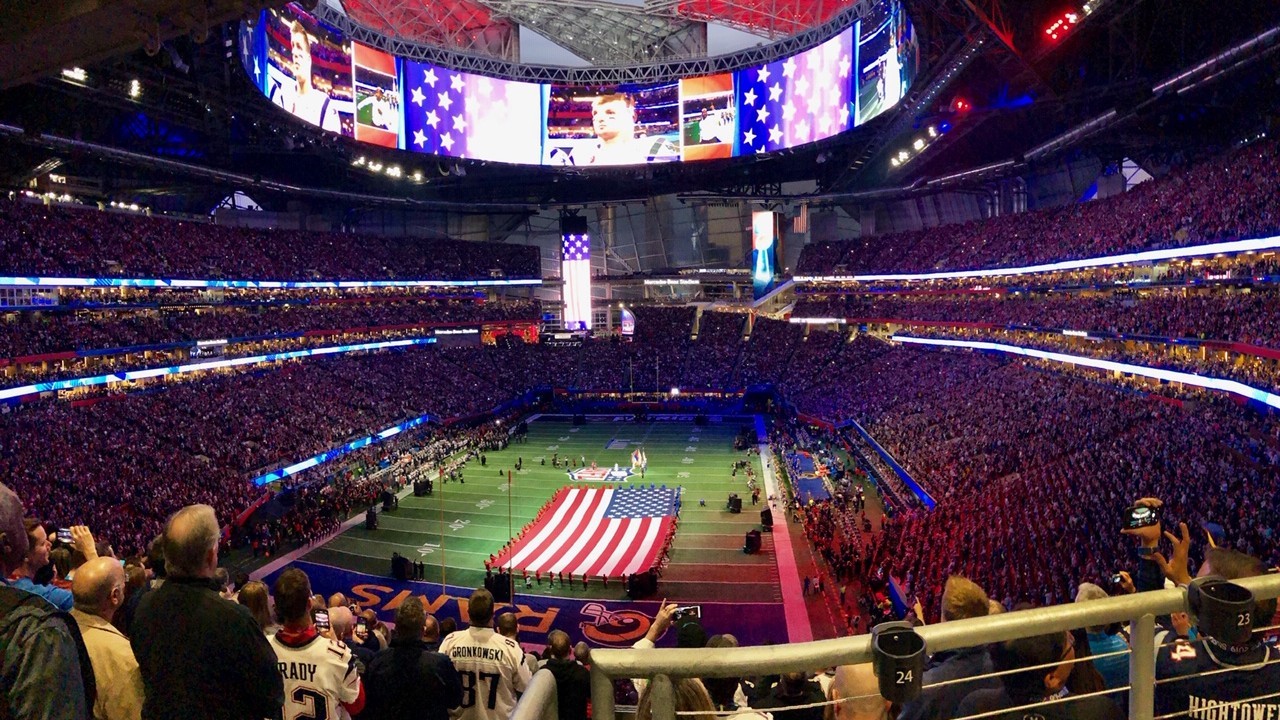 Atlanta Mercedes Benz Stadium interior panorama