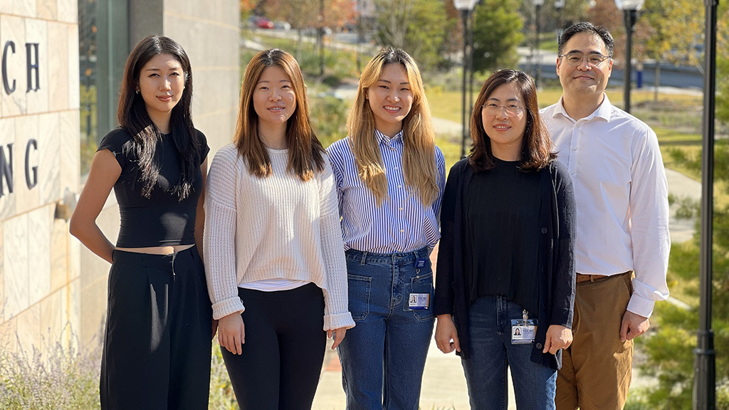 Woo lab team outside of HSRB II.