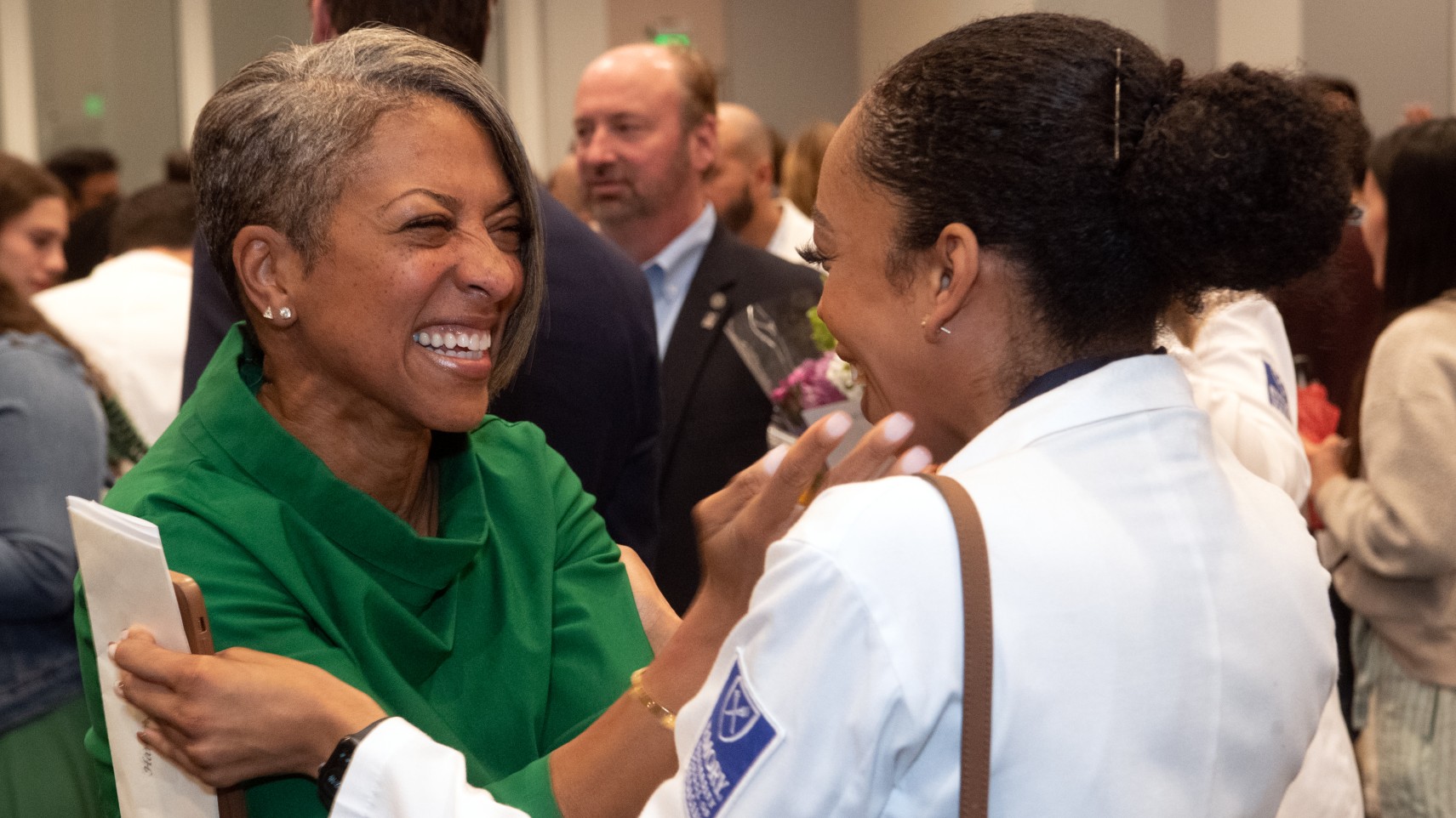 Dr. Kimberly Manning hugging an Emory medical student on Match Day 2023