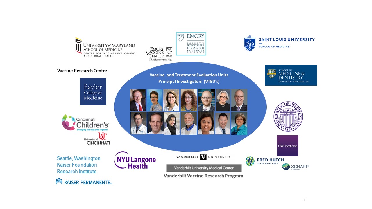 Logos and headshots for each VTEU