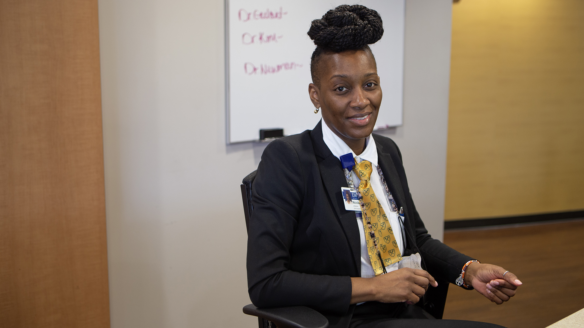 Patient care coordinator Nicola at her desk at Emory Clifton