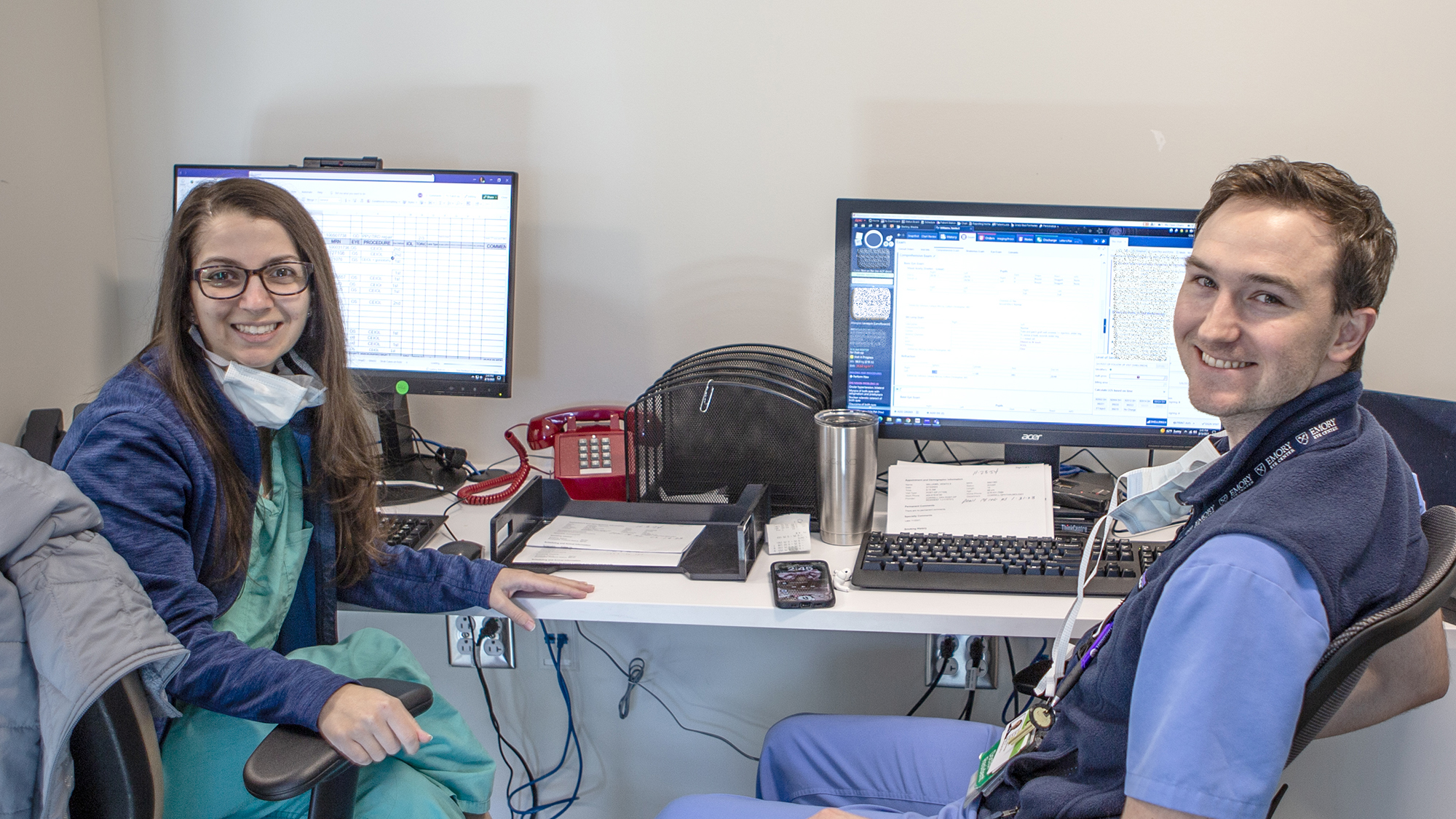 Douglas Blackmon, MD, with Jessica Shantha, MD (R '15) in Wet Lab