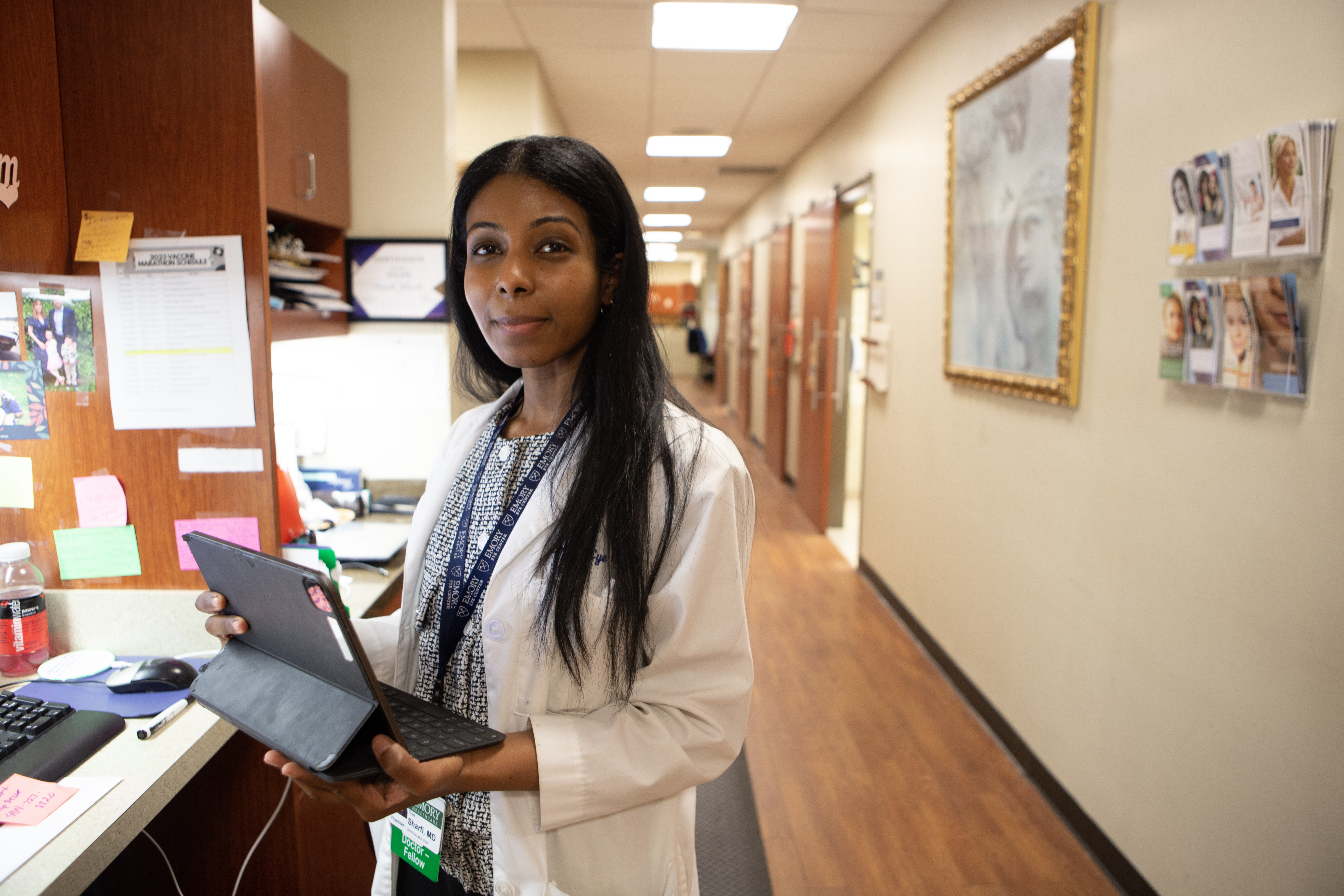 One of the 2023 glaucoma fellows during a clinic break in the clinic