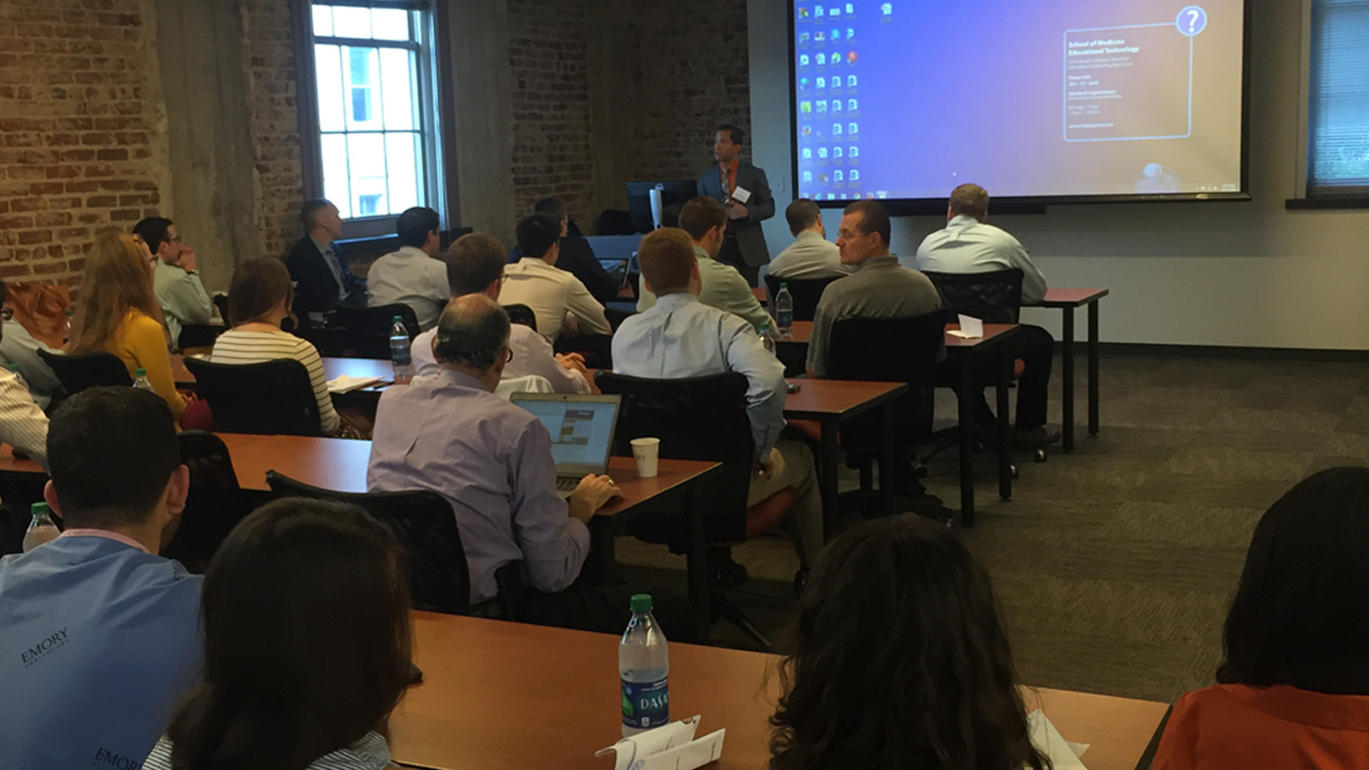 Faculty at an orientation event.