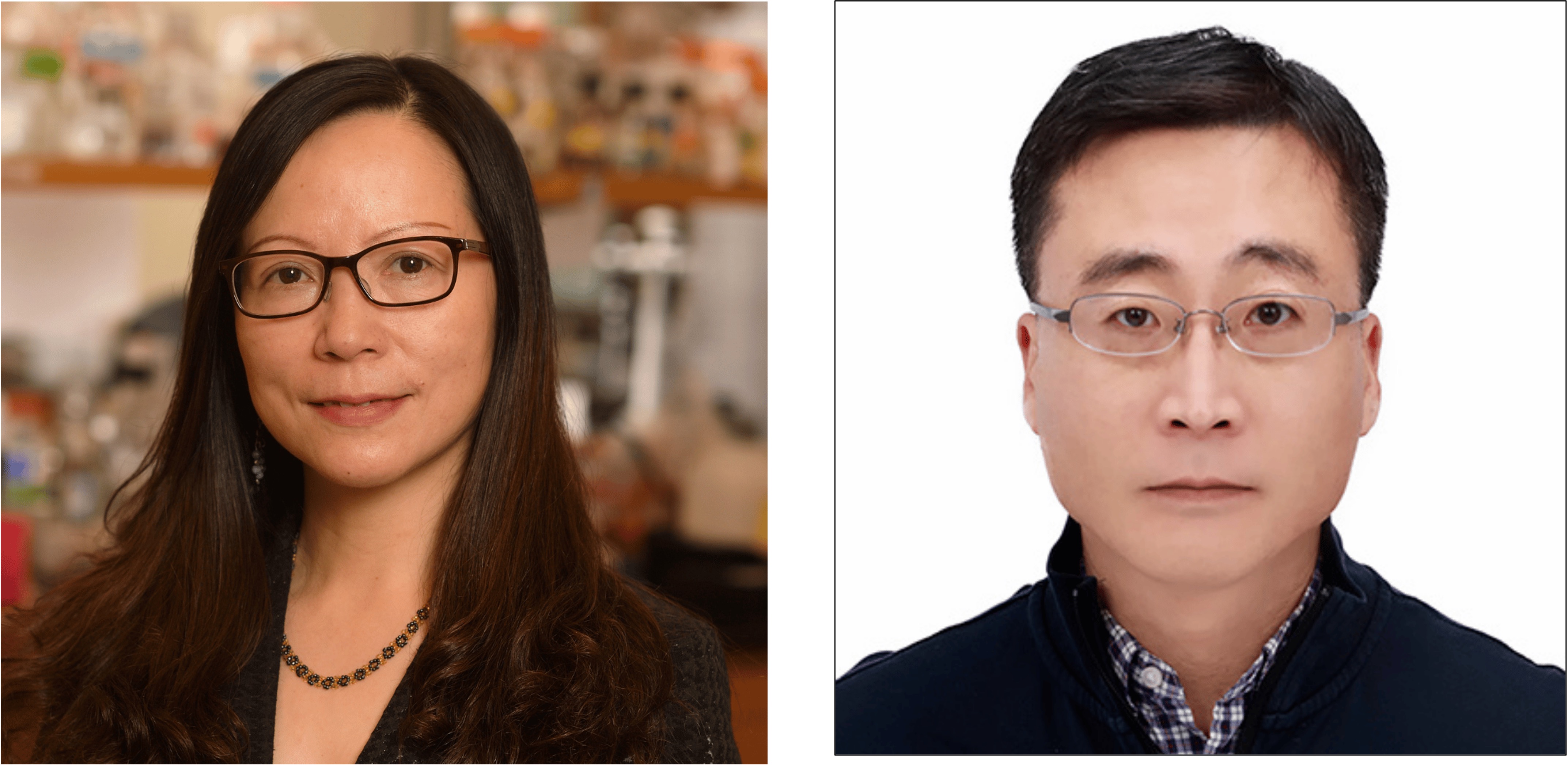 headshots of woman and man