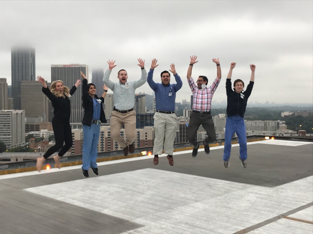 Residents and the Atlanta skyline