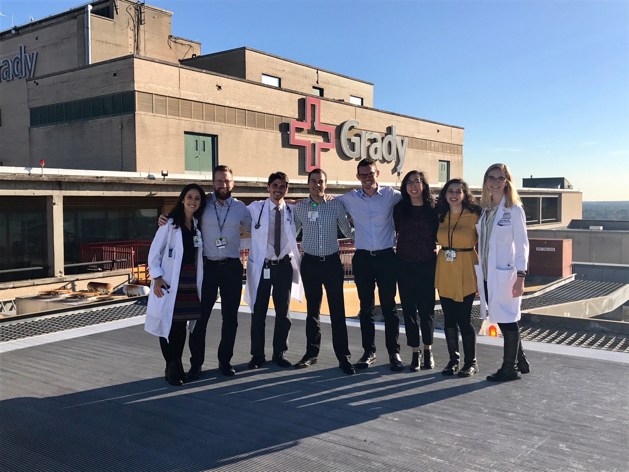 Residents on the Grady rooftop