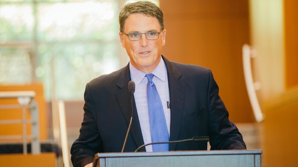 Dr. John Sweeney, Chair of Emory Surgery, speaking at a faculty meeting.