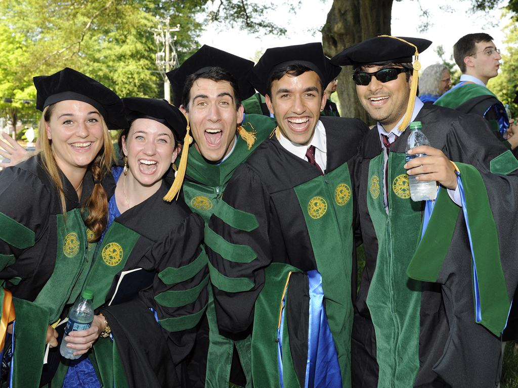 Grads in cap and gown