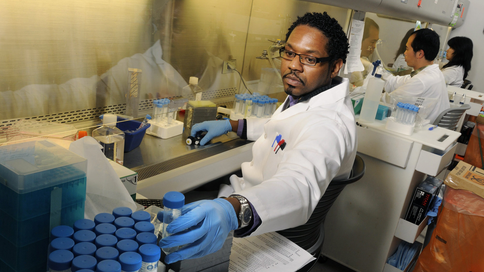 Investigator working in the lab