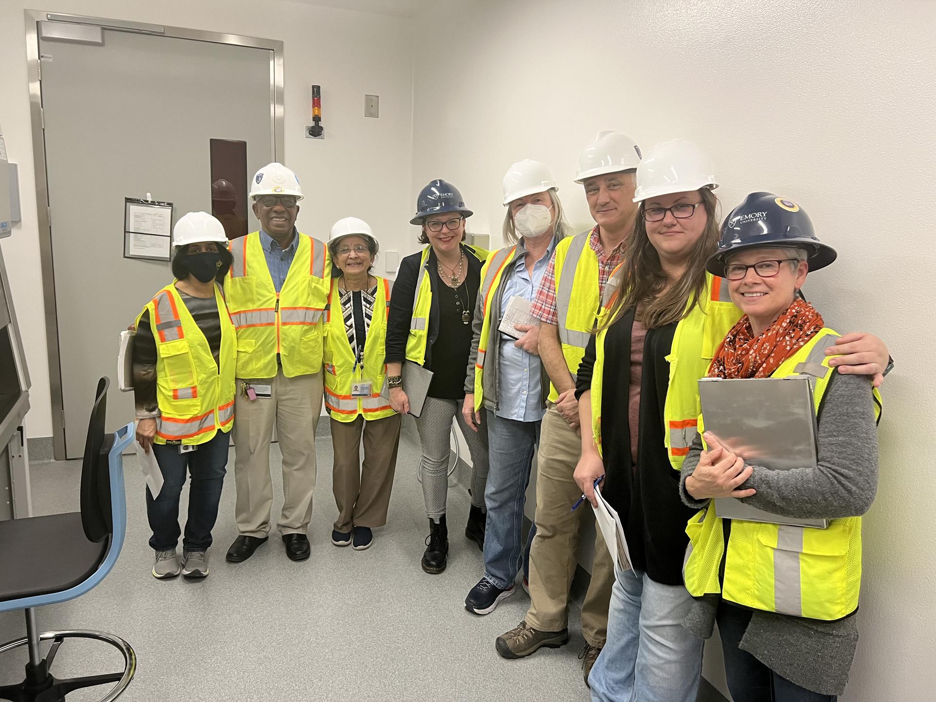 The group participates in an on-site visit to the HSRB-II. Pictured above L-R Kalpana Patel (EHSO, deployed to EPC,) Neville Whitehead (DAR – retired,) Kalpana Rengarajan (EHSO,) Melissa Thackery Program Manager, Maureen Thompson (EHSO,) CJ Arnett (DAR).